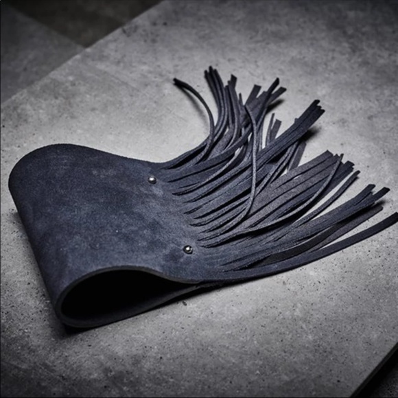 New $65 Sexy Black Suede Fringe Wrap Bracelet - Picture 4 of 6